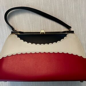 Vintage Kelly Purse Air Step with matching Pumps Sz 6.5, Red White and Blue 60s